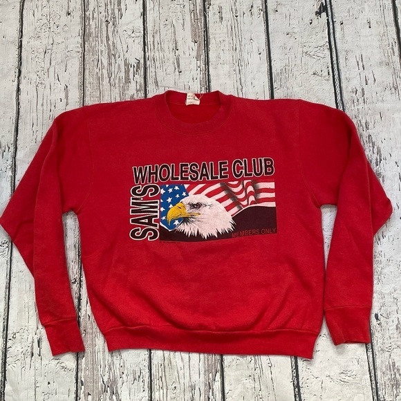 Vintage 90s Sam's Wholesale Club Red 1990s Crewneck Jumper Sweatshirt - Picture 1 of 7